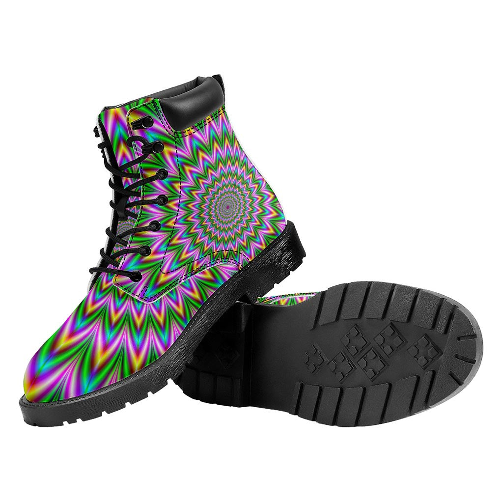 Psychedelic Radiant Optical Illusion Work Boots