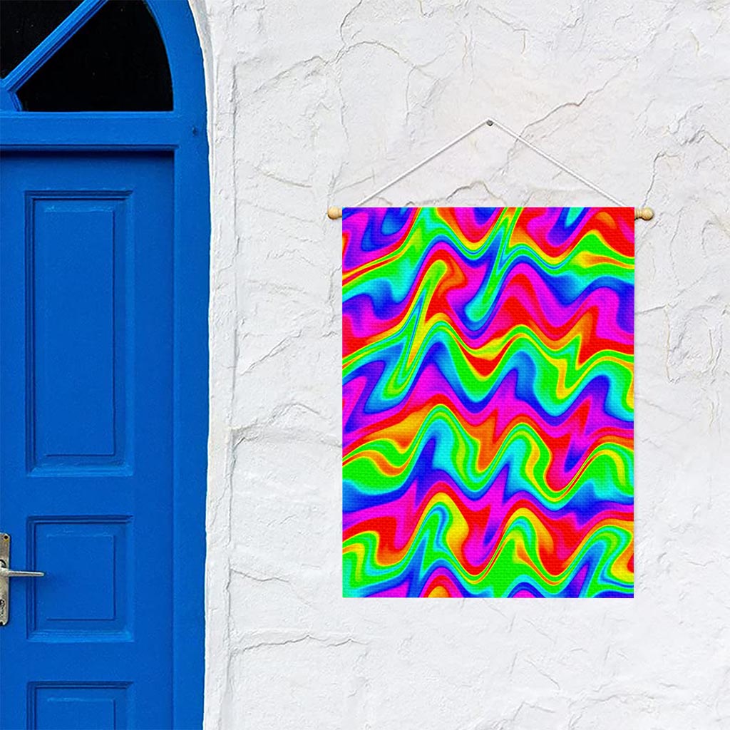 Psychedelic Rainbow Trippy Print Garden Flag