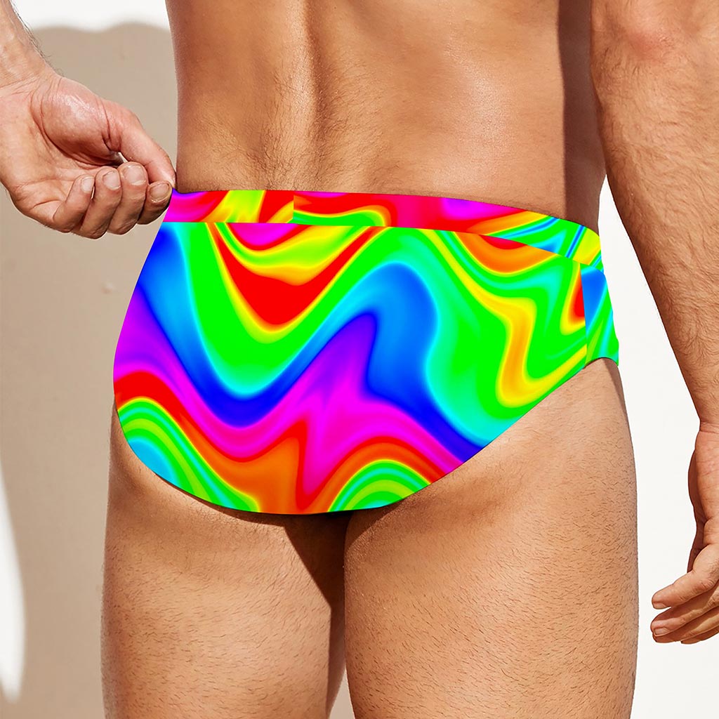 Psychedelic Rainbow Trippy Print Men's Swim Briefs