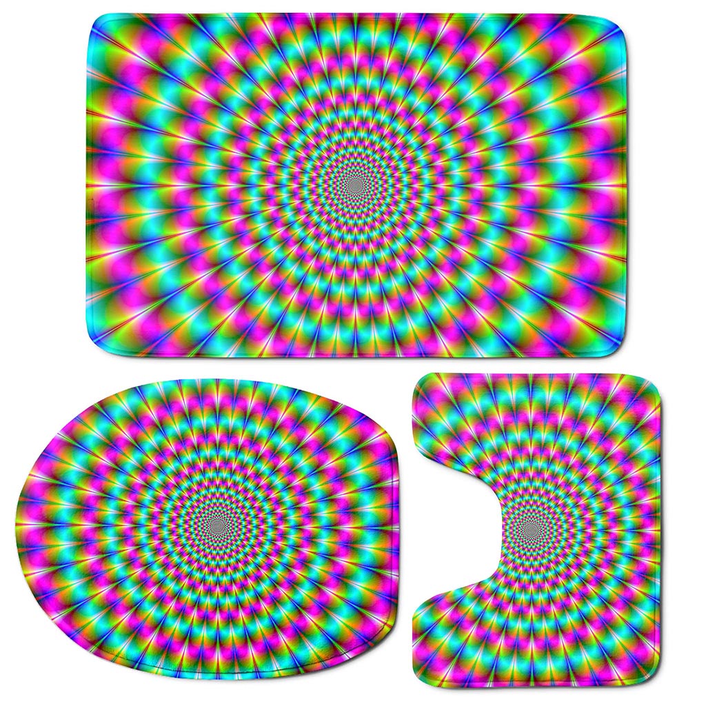 Psychedelic Rave Optical Illusion 3 Piece Bath Mat Set
