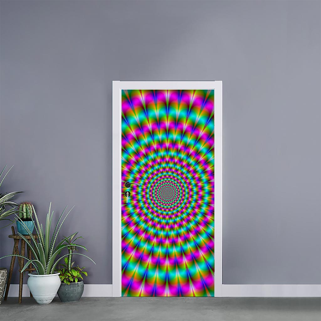 Psychedelic Rave Optical Illusion Door Sticker
