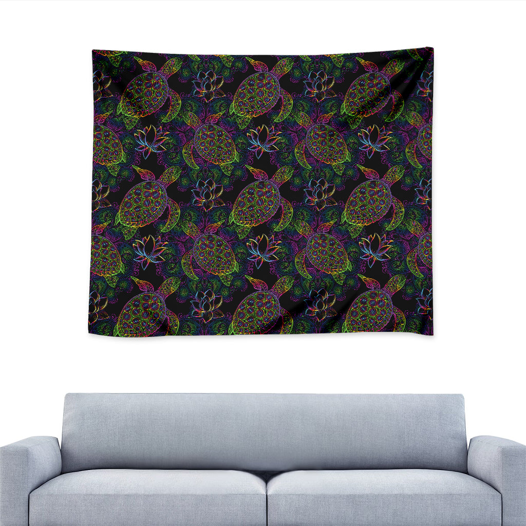Psychedelic Sea Turtle Pattern Print Tapestry