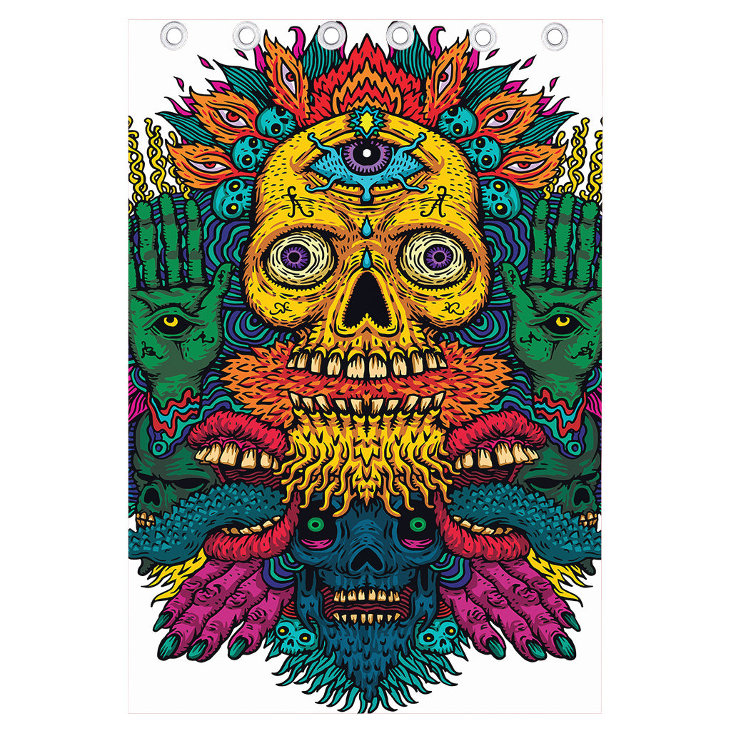 Psychedelic Skull Print Curtain