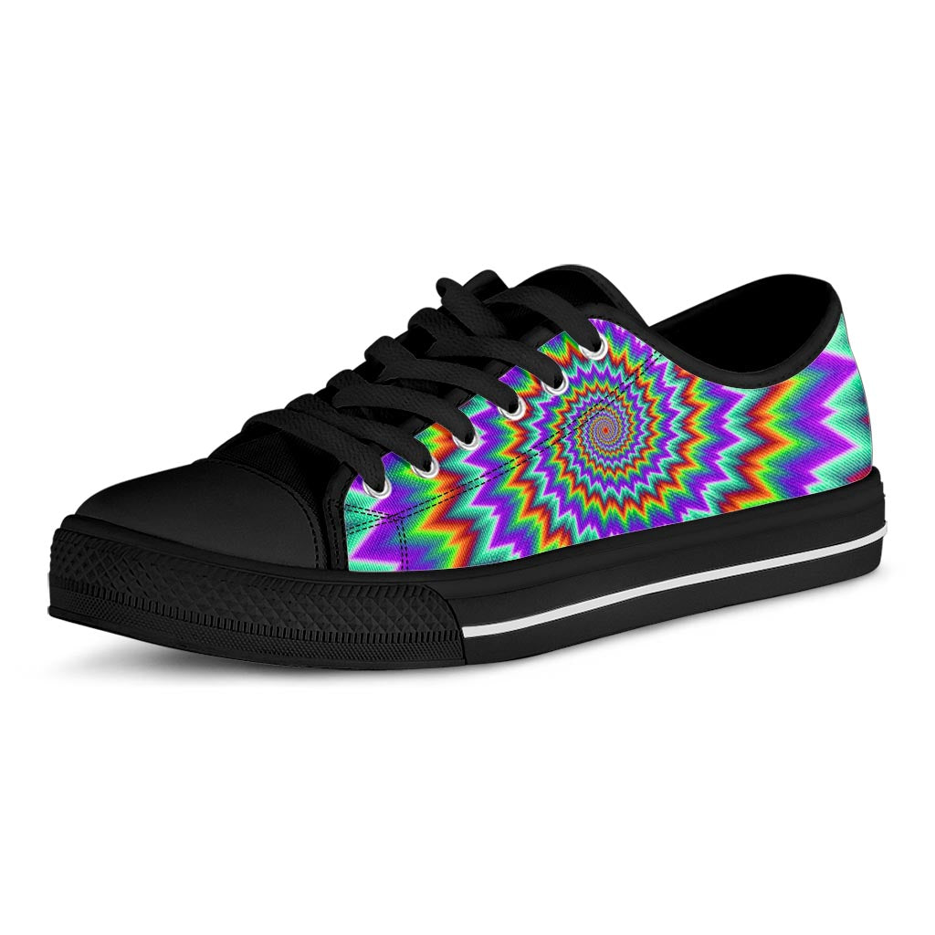 Psychedelic Spiral Optical Illusion Black Low Top Sneakers