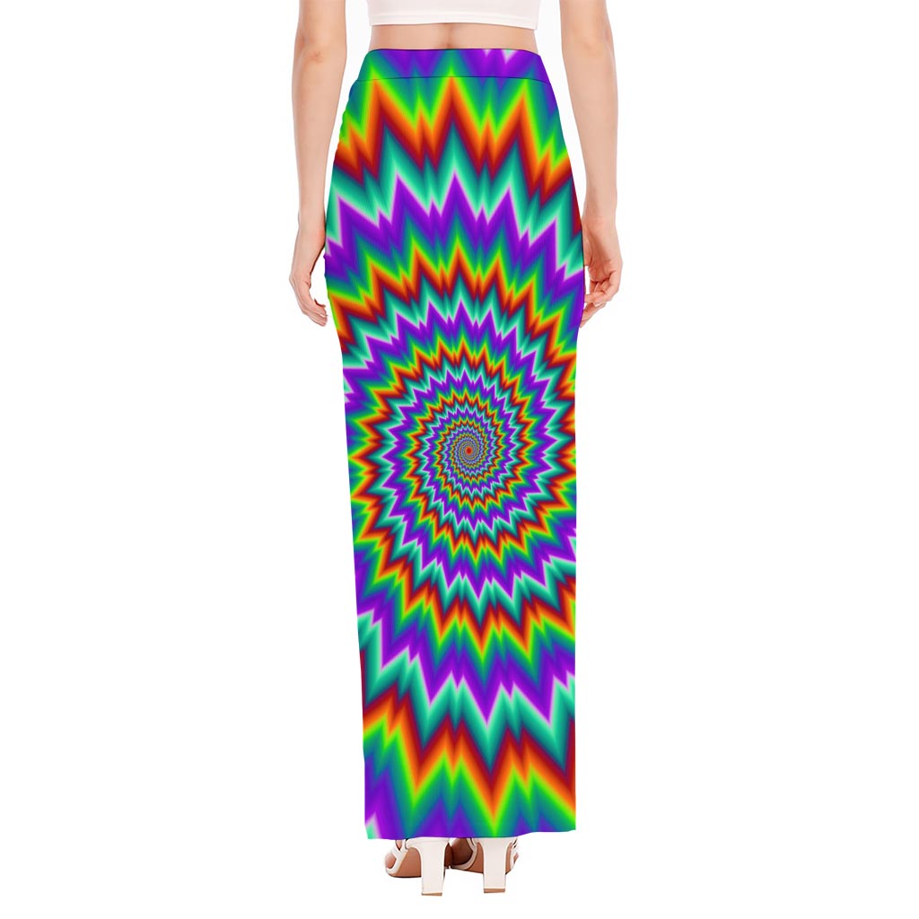 Psychedelic Spiral Optical Illusion High Slit Maxi Skirt