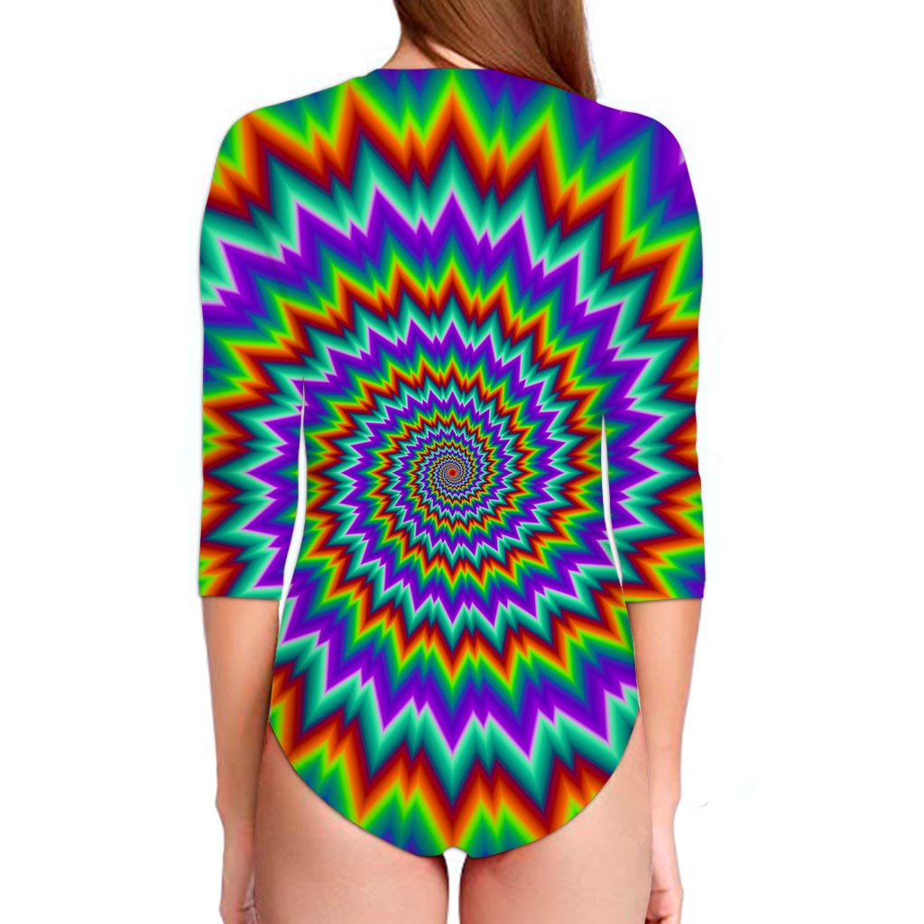 Psychedelic Spiral Optical Illusion Long Sleeve Swimsuit