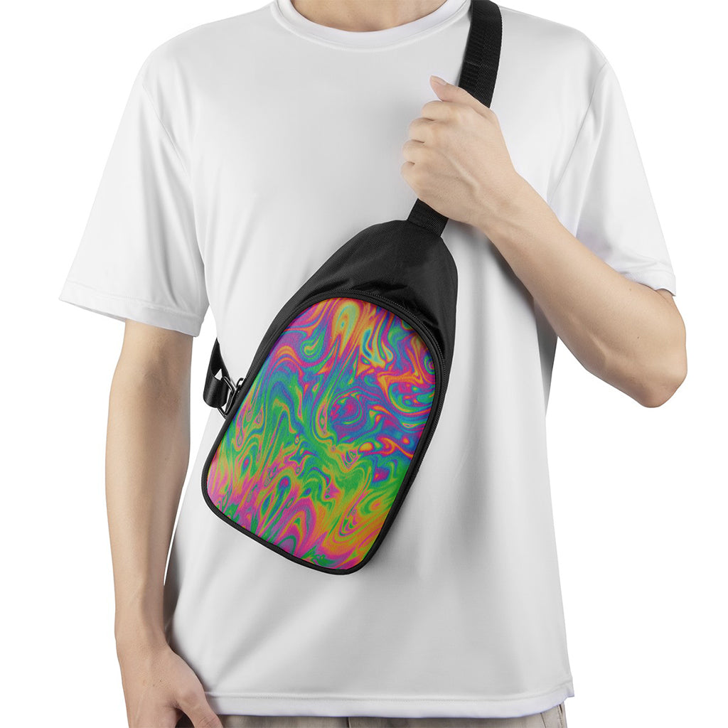 Psychedelic Surface Print Chest Bag