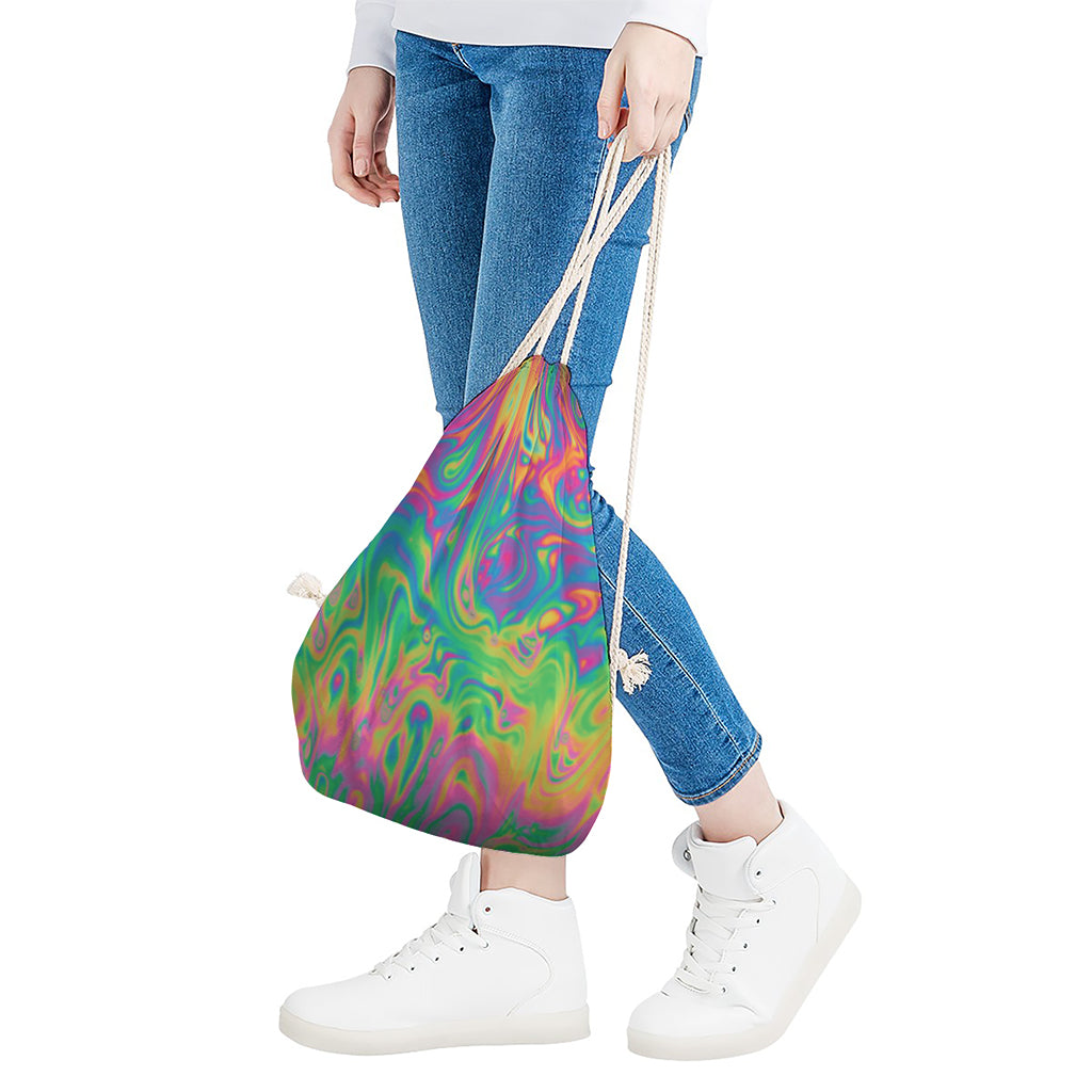 Psychedelic Surface Print Drawstring Bag