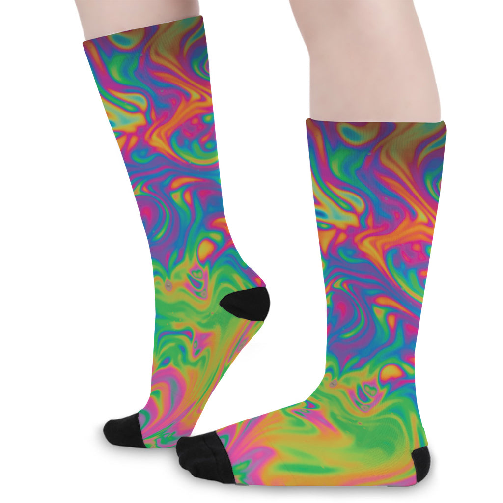 Psychedelic Surface Print Long Socks