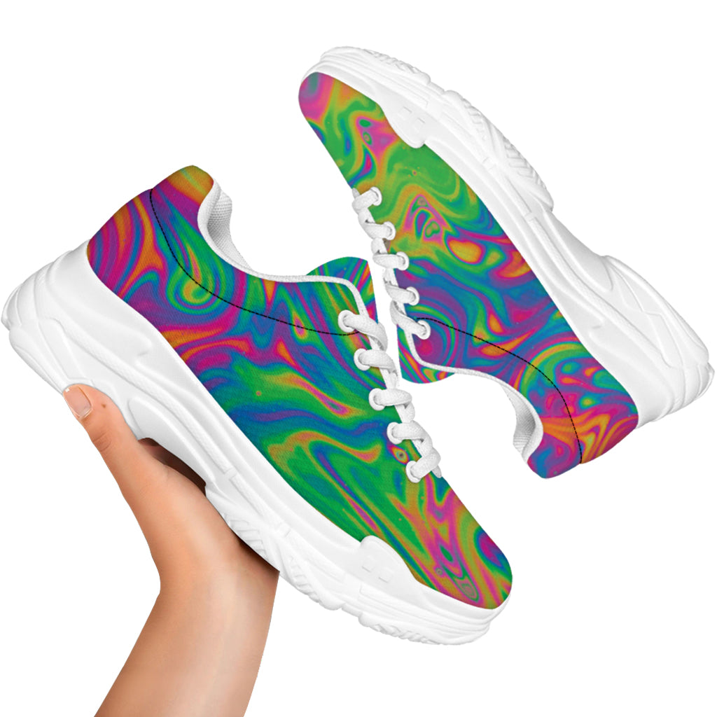 Psychedelic Surface Print White Chunky Shoes