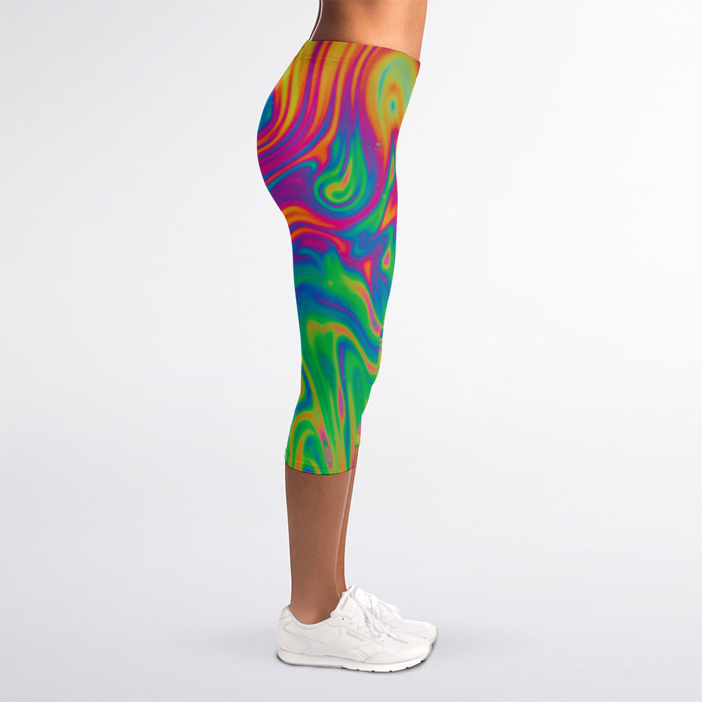 Psychedelic Surface Print Women's Capri Leggings