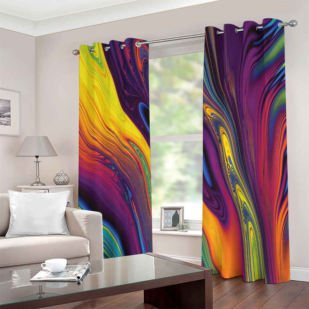 Psychedelic Trippy Fractal Print Extra Wide Grommet Curtains
