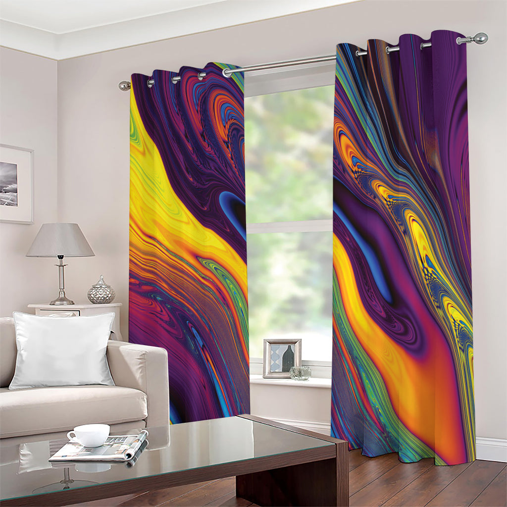 Psychedelic Trippy Fractal Print Grommet Curtains