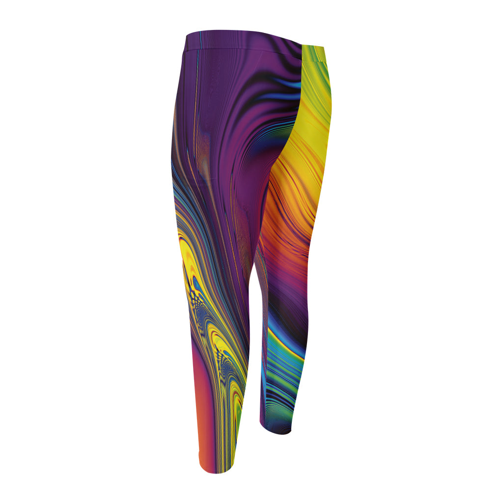 Psychedelic Trippy Fractal Print Men's Compression Pants