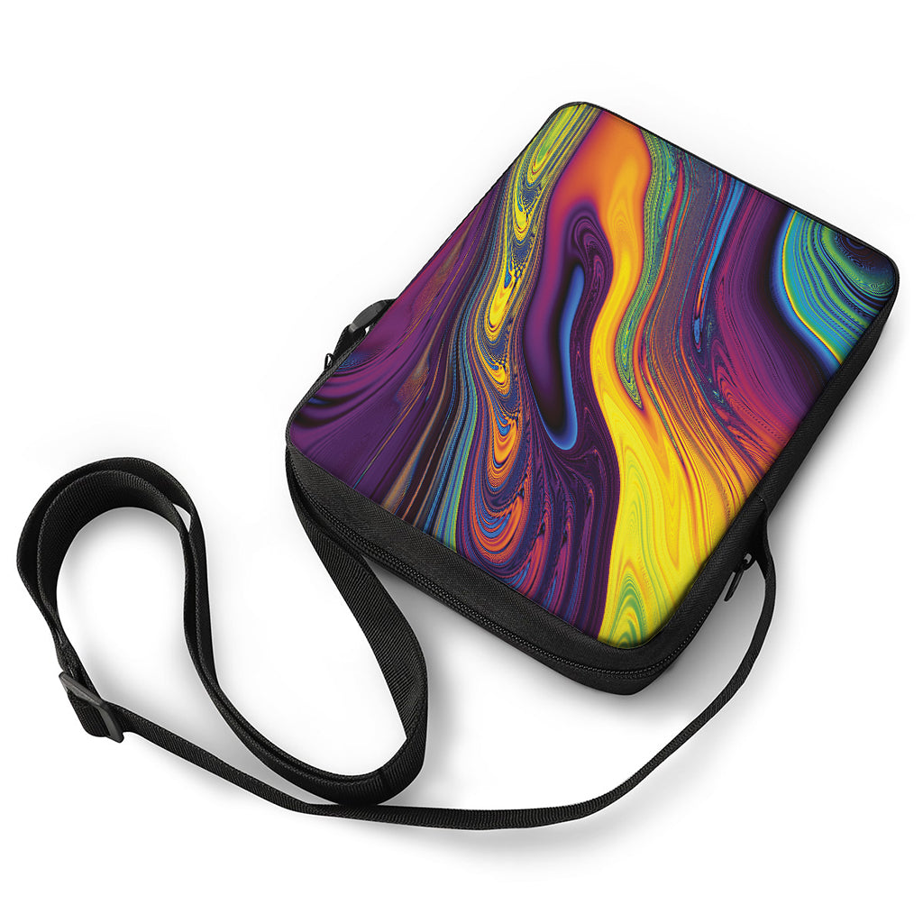 Psychedelic Trippy Fractal Print Rectangular Crossbody Bag