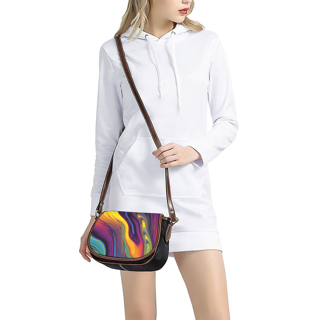 Psychedelic Trippy Fractal Print Saddle Bag