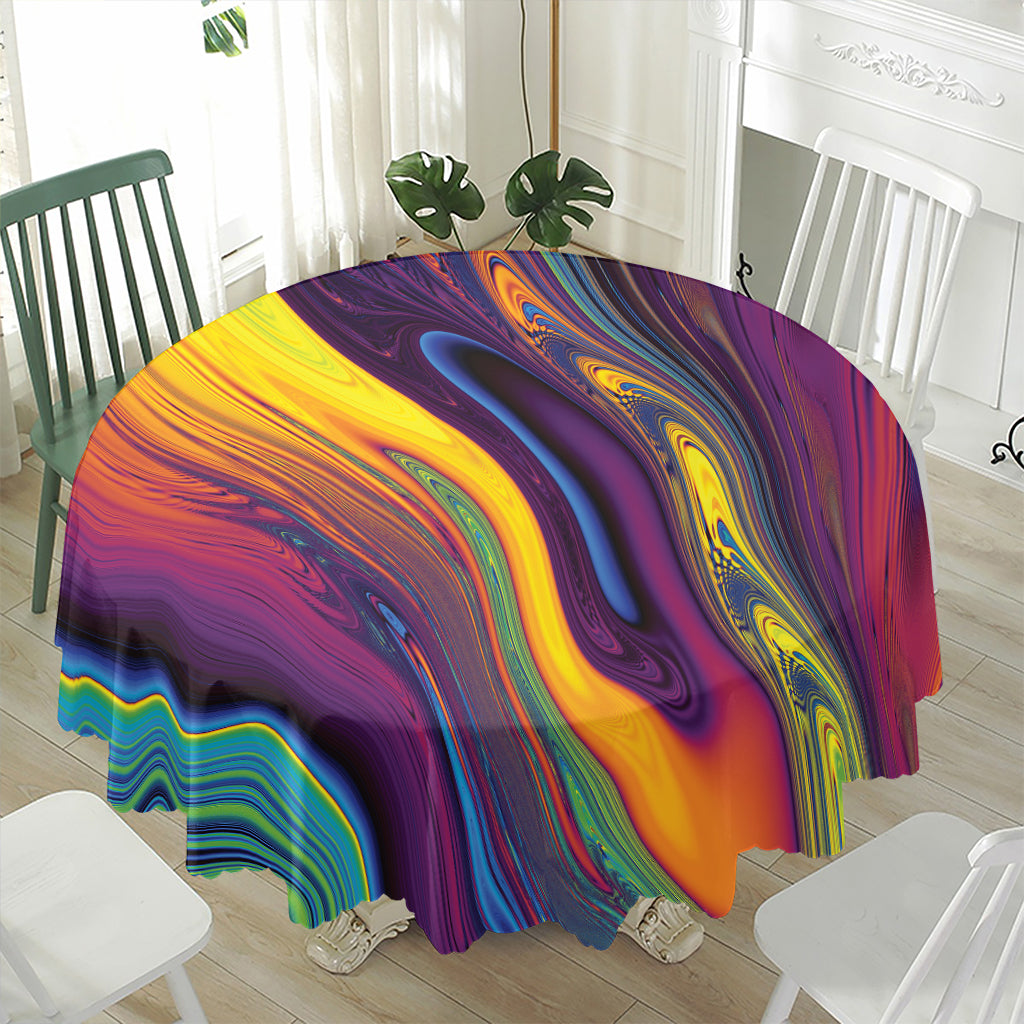 Psychedelic Trippy Fractal Print Waterproof Round Tablecloth