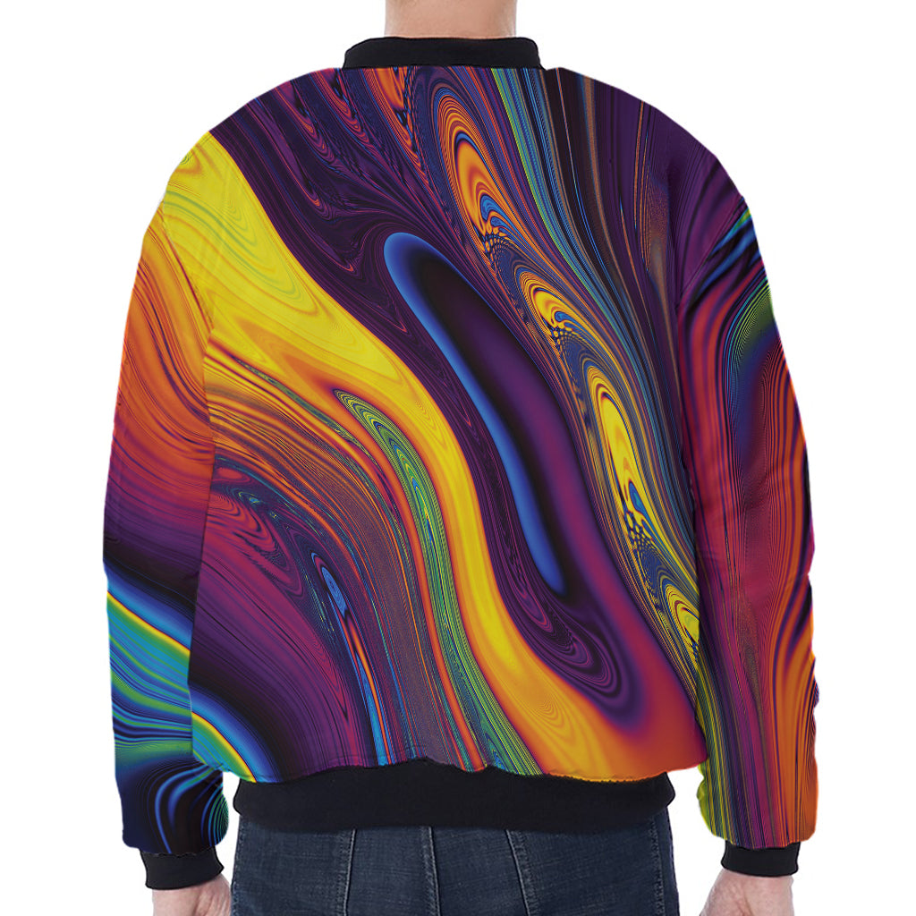 Psychedelic Trippy Fractal Print Zip Sleeve Bomber Jacket