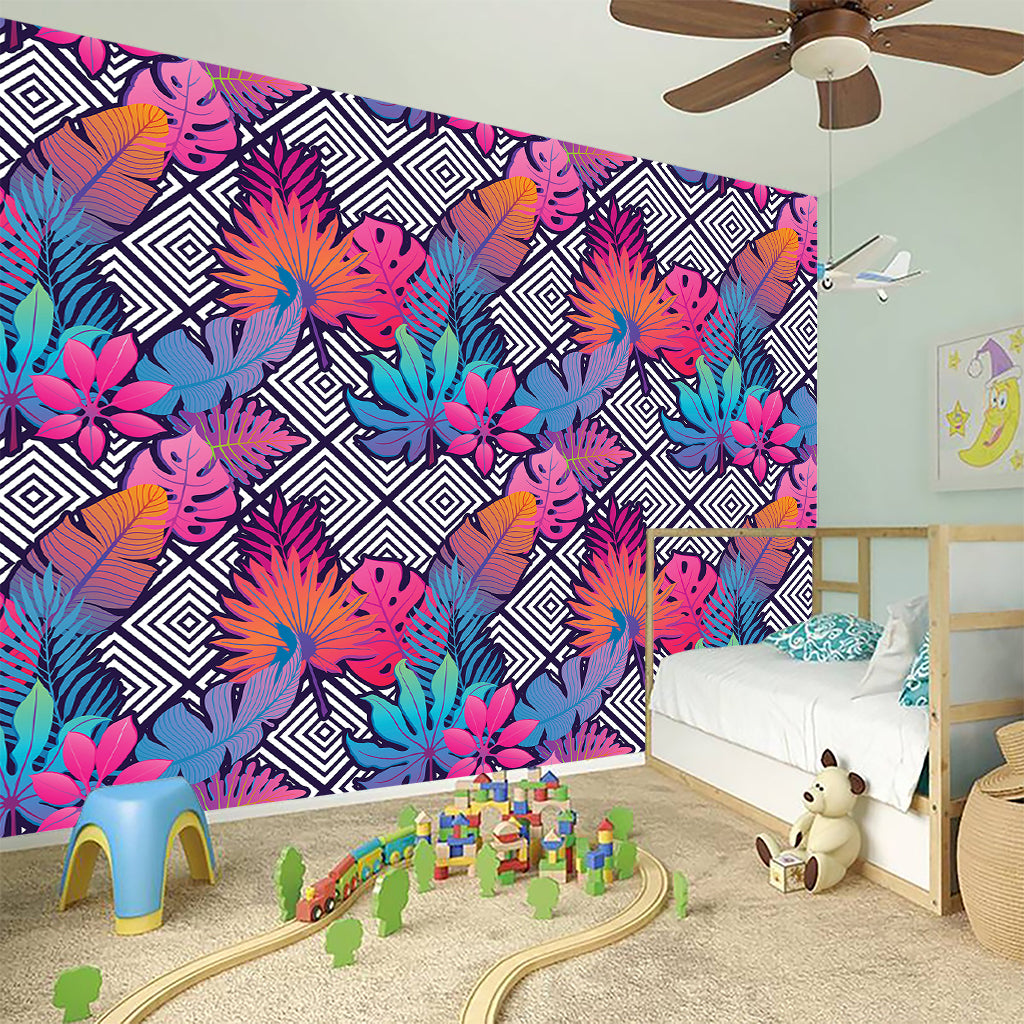 Psychedelic Tropical Aloha Pattern Print Wall Sticker