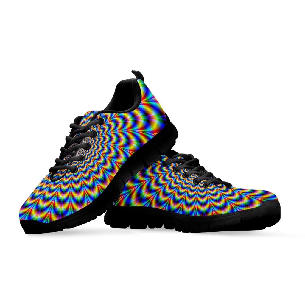 Psychedelic Wave Optical Illusion Black Running Shoes