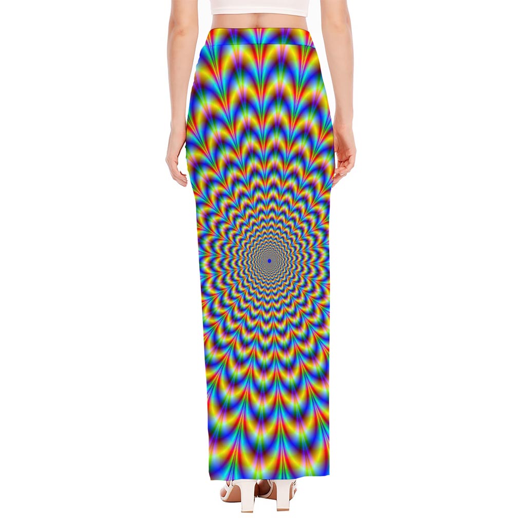 Psychedelic Wave Optical Illusion High Slit Maxi Skirt