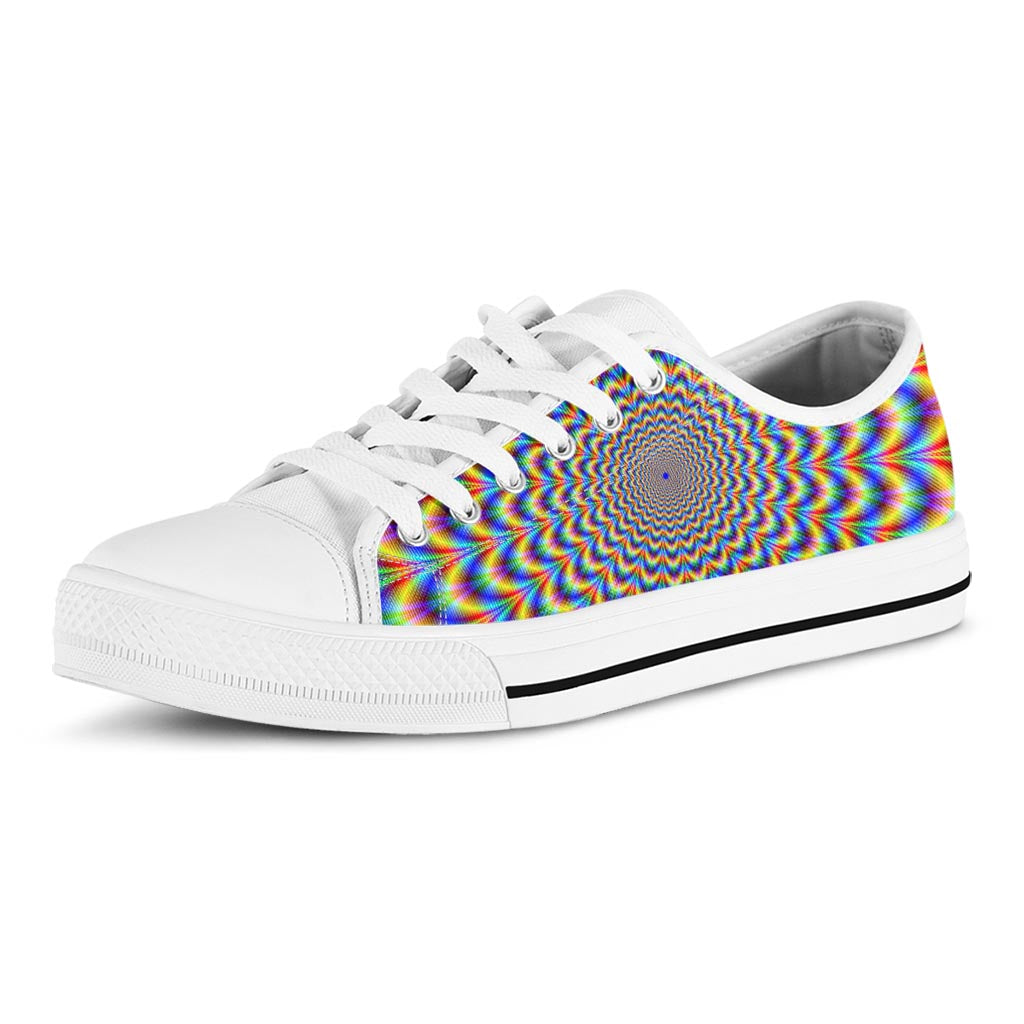 Psychedelic Wave Optical Illusion White Low Top Sneakers