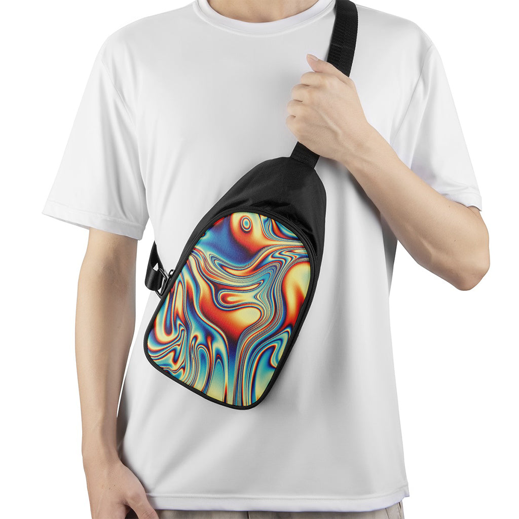 Psychedelic Wave Print Chest Bag