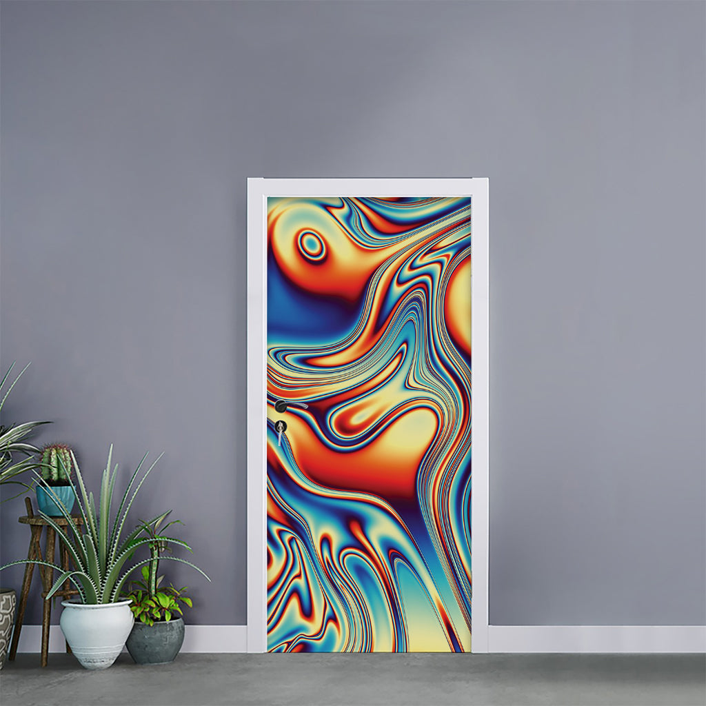 Psychedelic Wave Print Door Sticker