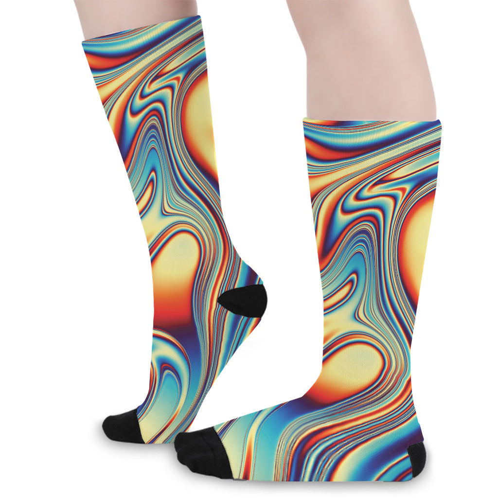 Psychedelic Wave Print Long Socks