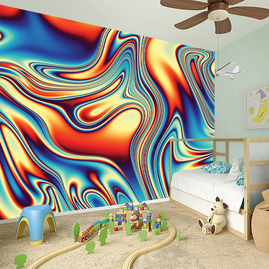 Psychedelic Wave Print Wall Sticker