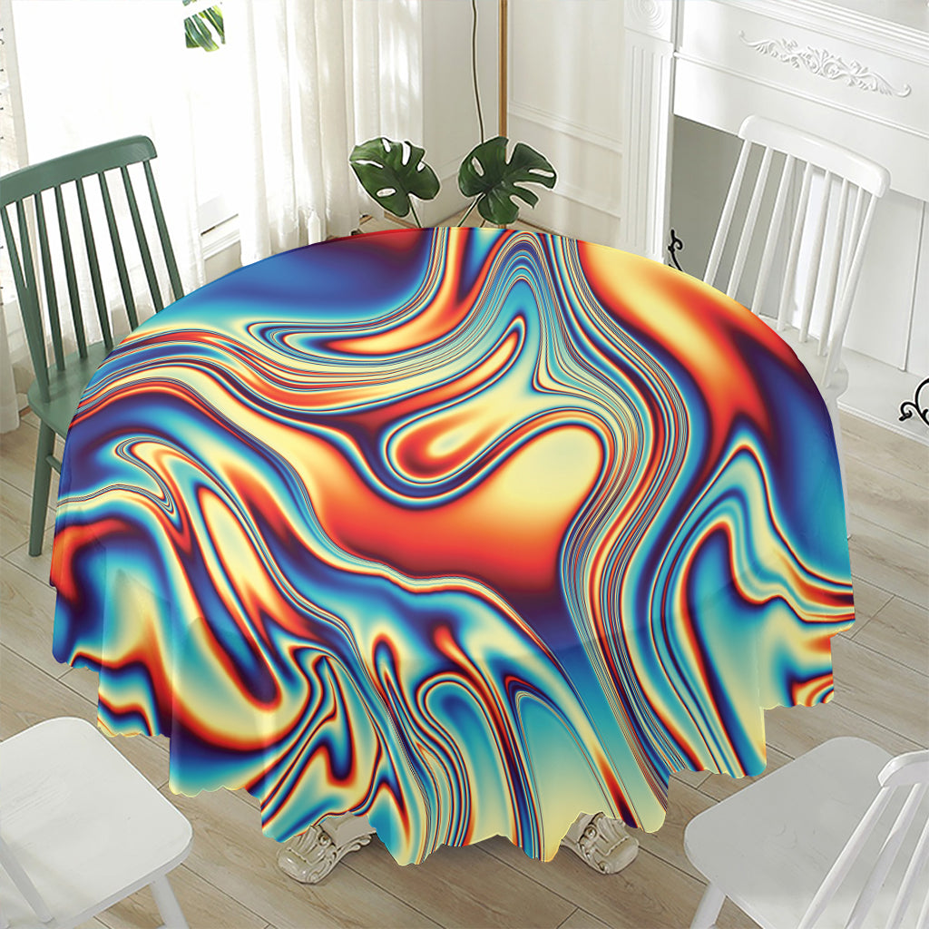 Psychedelic Wave Print Waterproof Round Tablecloth