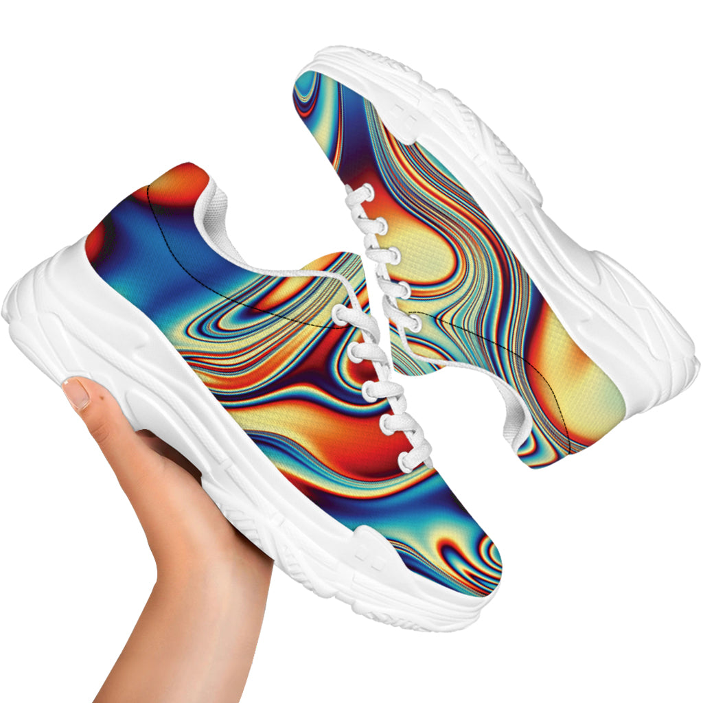 Psychedelic Wave Print White Chunky Shoes