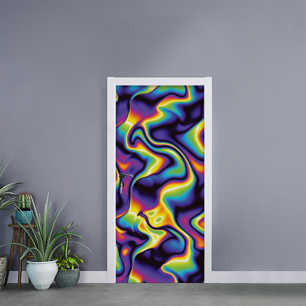 Psychedelic Wavy Print Door Sticker