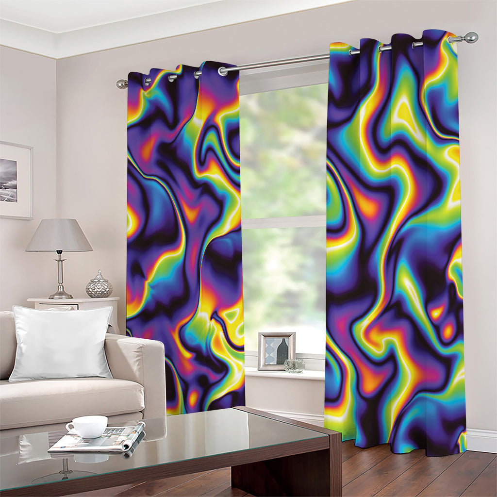 Psychedelic Wavy Print Extra Wide Grommet Curtains
