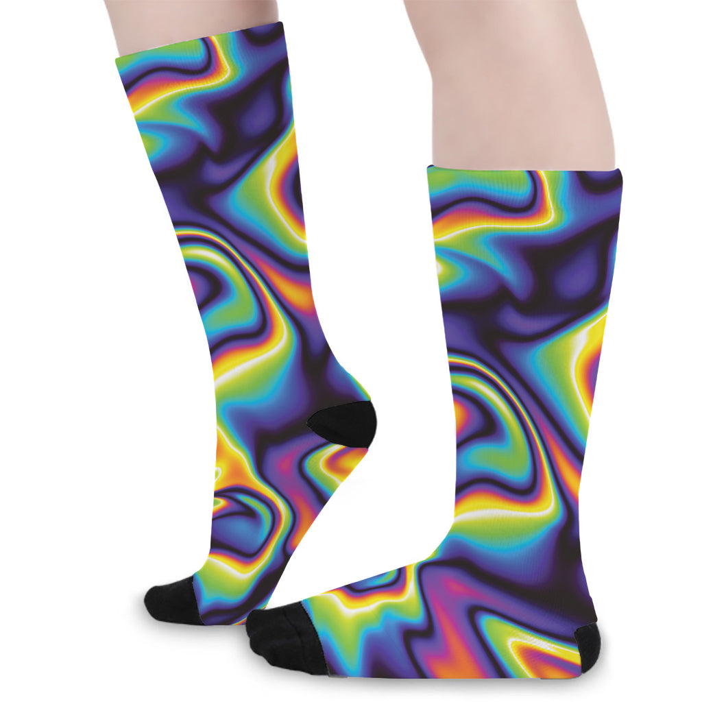Psychedelic Wavy Print Long Socks