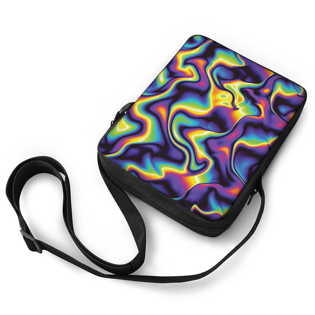 Psychedelic Wavy Print Rectangular Crossbody Bag