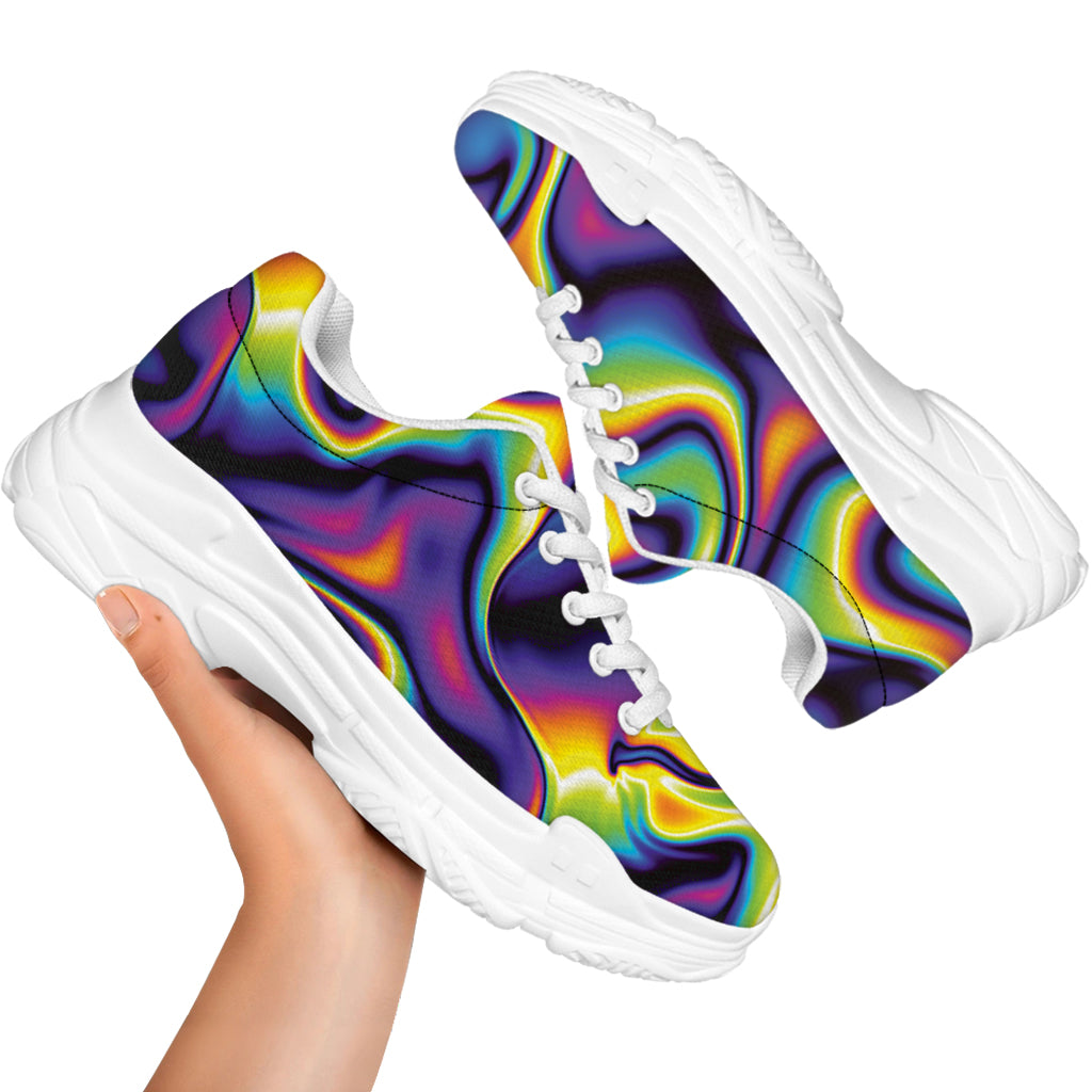 Psychedelic Wavy Print White Chunky Shoes