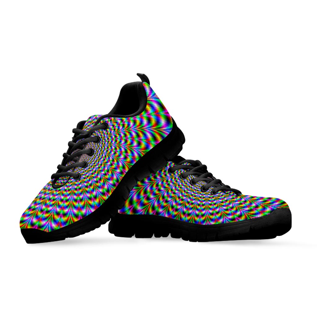 Psychedelic Web Optical Illusion Black Running Shoes
