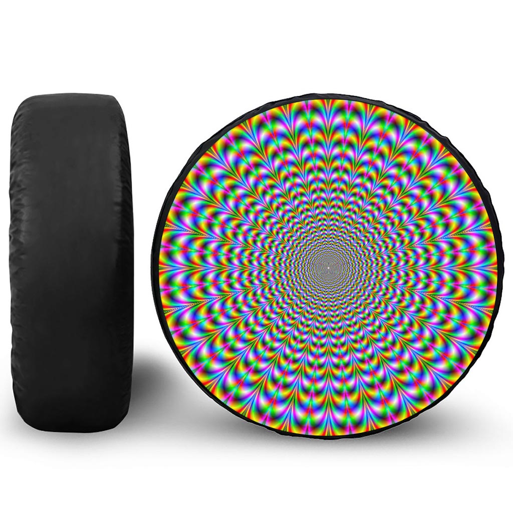 Psychedelic Web Optical Illusion Tire Cover