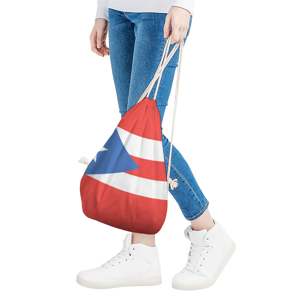 Puerto Rican Flag Print Drawstring Bag