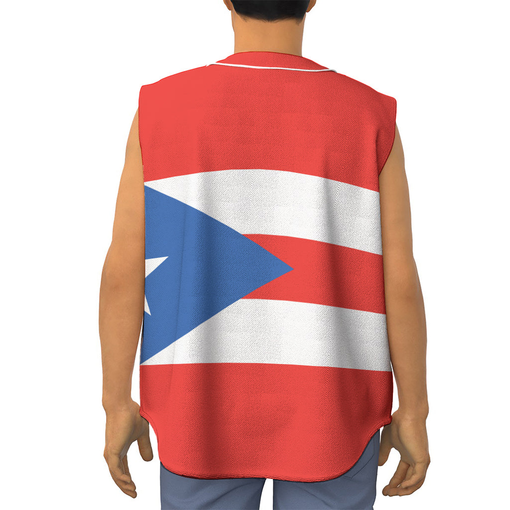 Puerto Rican Flag Print Sleeveless Baseball Jersey