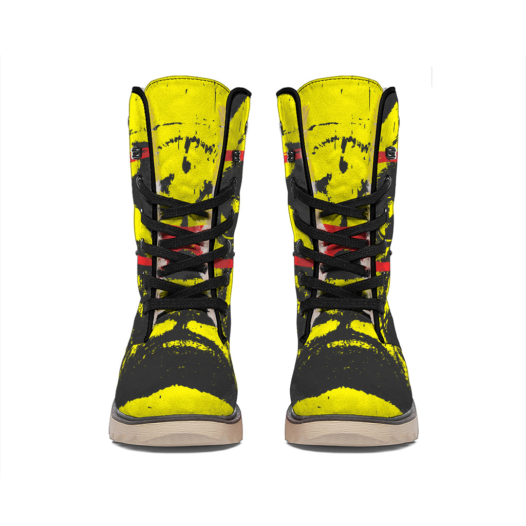 Pug With Glasses Portrait Print Winter Boots