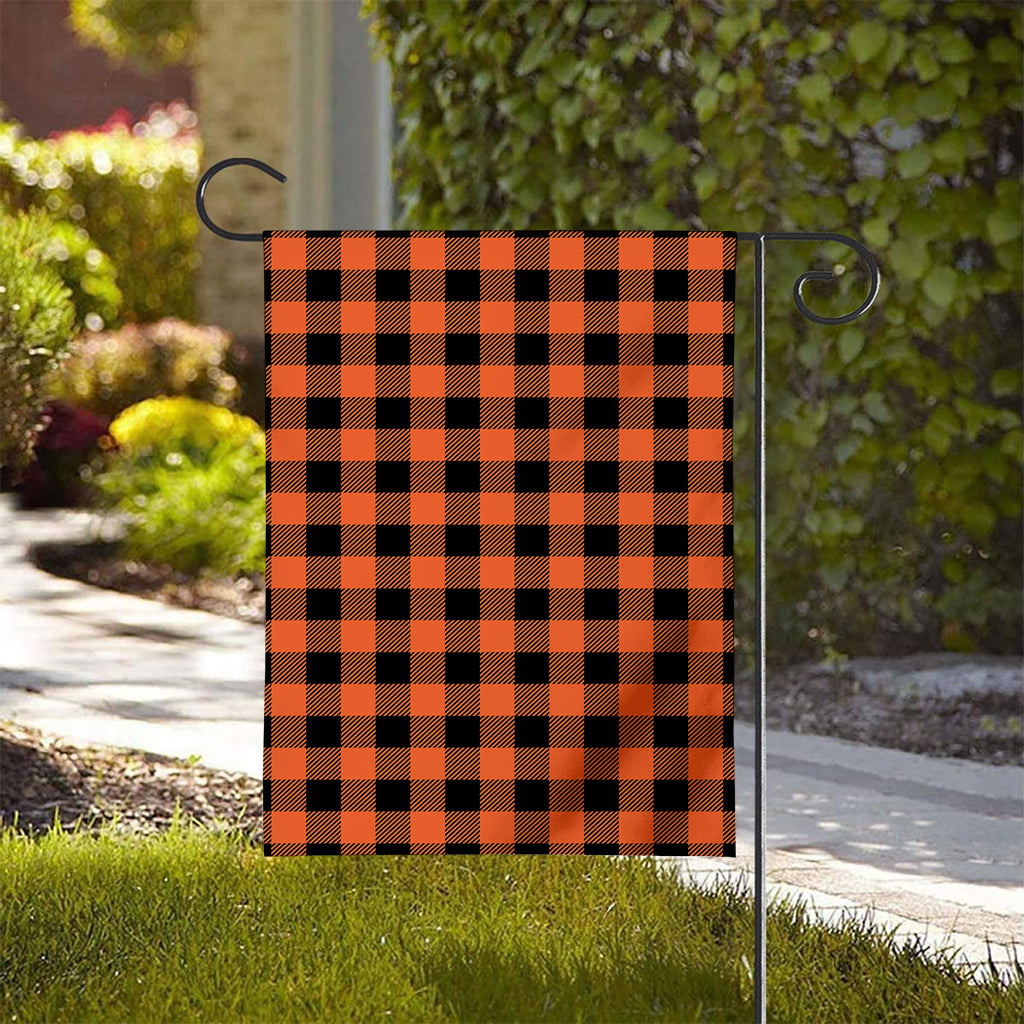 Pumpkin Orange Buffalo Check Print House Flag