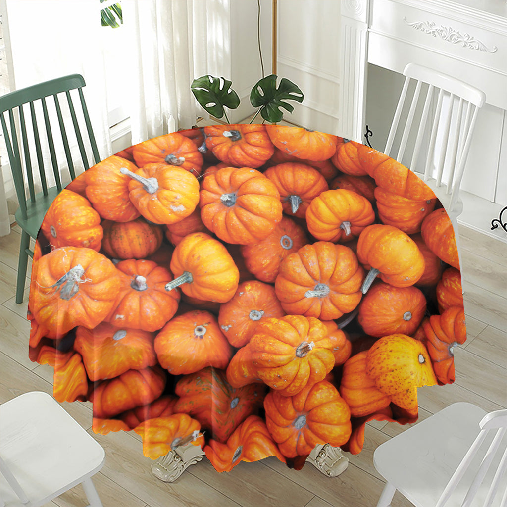 Pumpkin Print Waterproof Round Tablecloth