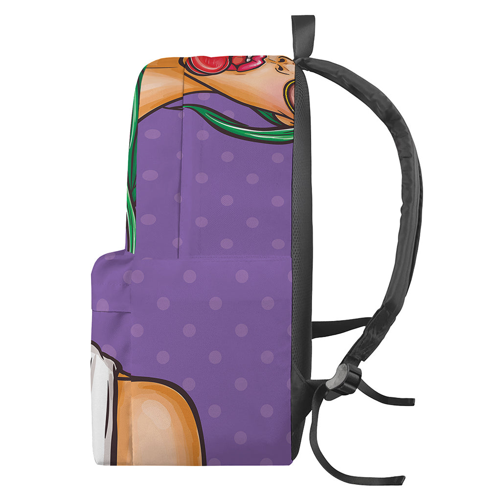 Punk Girl And Lollipop Print Backpack