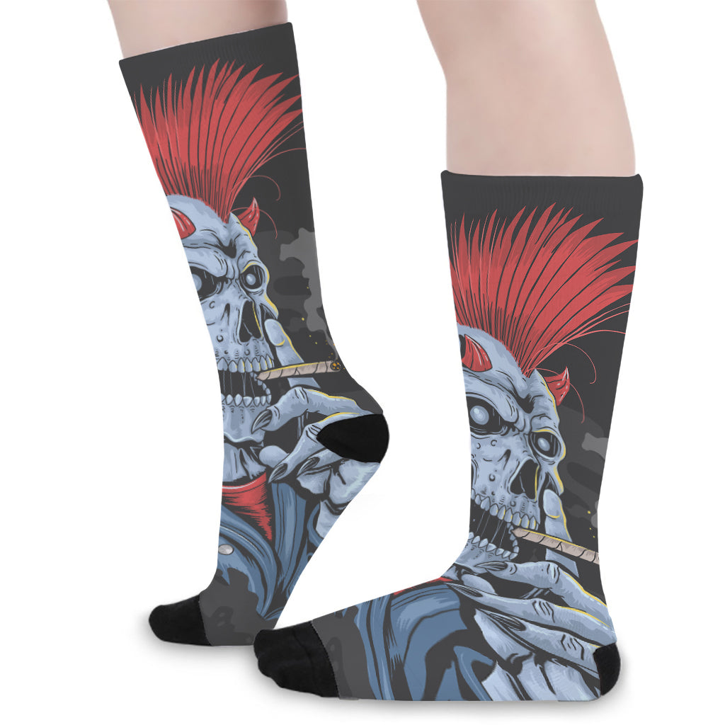 Punk Mohawk Devil Print Long Socks