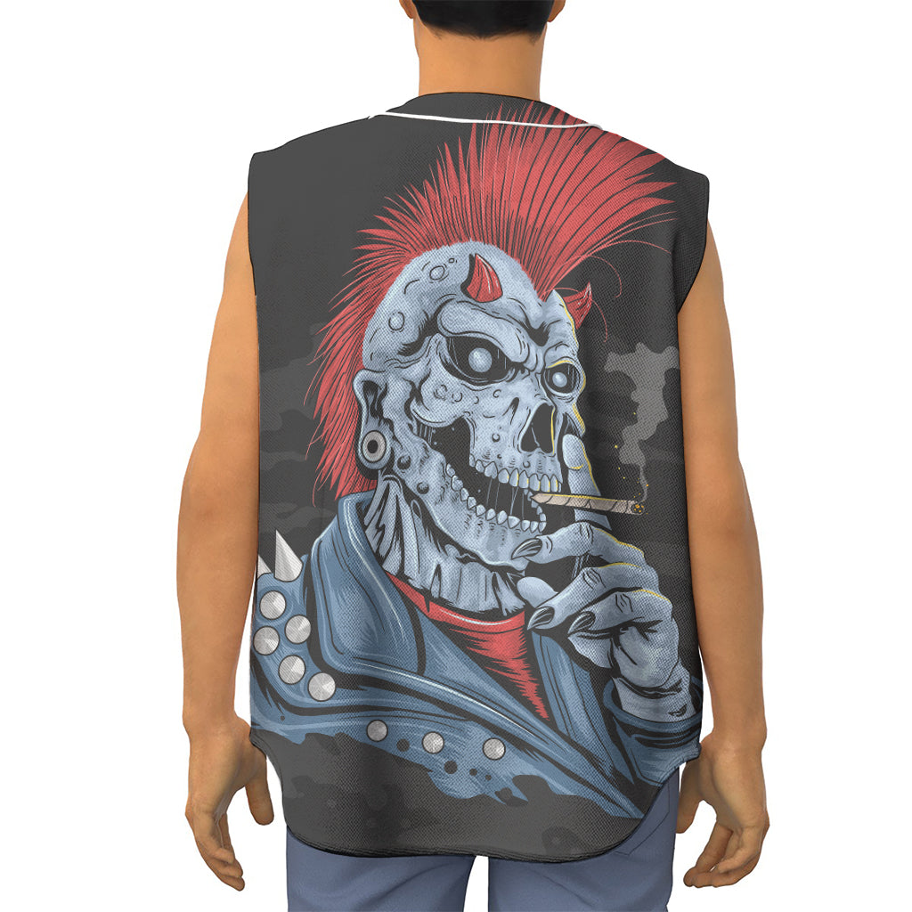 Punk Mohawk Devil Print Sleeveless Baseball Jersey