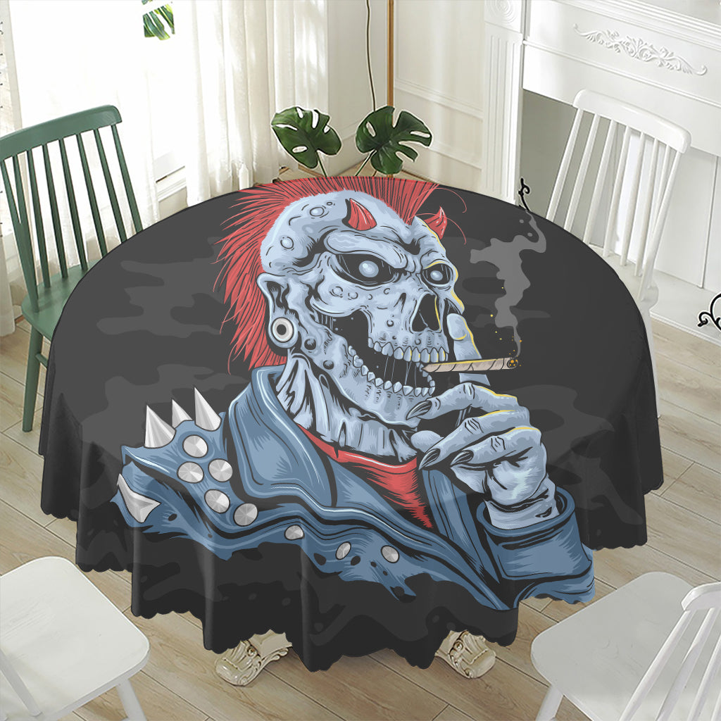 Punk Mohawk Devil Print Waterproof Round Tablecloth