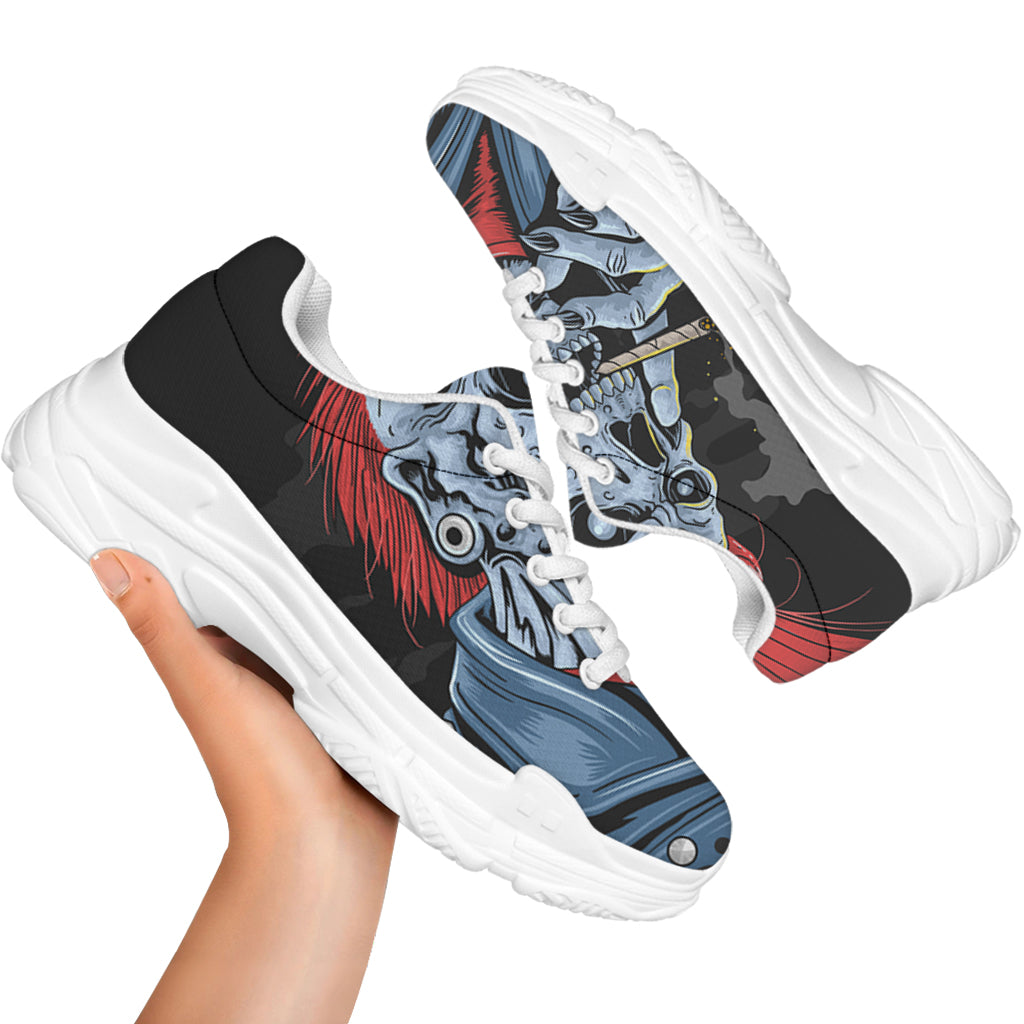 Punk Mohawk Devil Print White Chunky Shoes