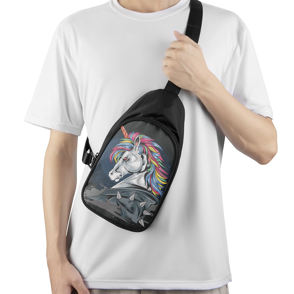 Punk Unicorn Print Chest Bag